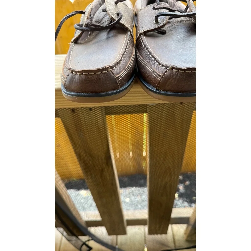 World Wide Sportsman Mens Brown Leather Boat Shoes Non-Marking Fishing Loafers‎